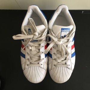 Adidas Blue Red Superstars Women’s 6